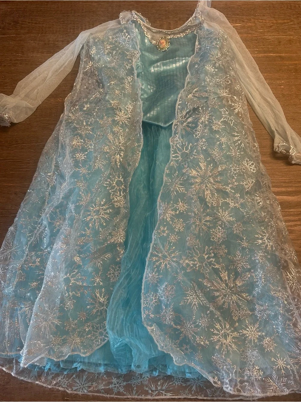 Disney Girls Elsa Princess Sparkle Dress in Light Blue and Silver